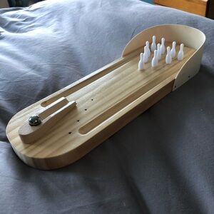 Natural Wood Tabletop Bowling Set - White Pins
